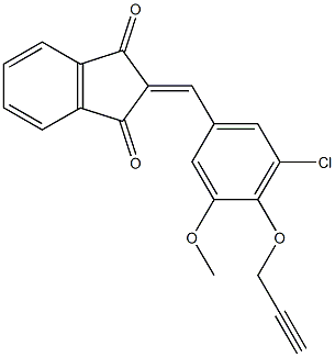 2-[3-chloro-5-methoxy-4-(2-propynyloxy)benzylidene]-1H-indene-1,3(2H)-dione Struktur