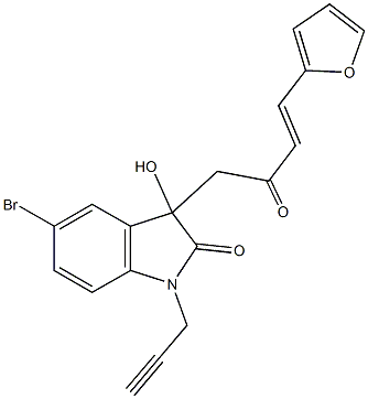 5-bromo-3-[4-(2-furyl)-2-oxo-3-butenyl]-3-hydroxy-1-(2-propynyl)-1,3-dihydro-2H-indol-2-one Struktur