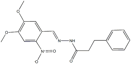 N'-{2-nitro-4,5-dimethoxybenzylidene}-3-phenylpropanohydrazide Struktur