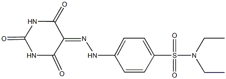 N,N-diethyl-4-[2-(2,4,6-trioxotetrahydropyrimidin-5(2H)-ylidene)hydrazino]benzenesulfonamide Struktur