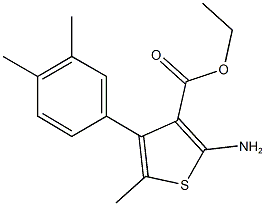 ethyl 2-amino-4-(3,4-dimethylphenyl)-5-methyl-3-thiophenecarboxylate Struktur