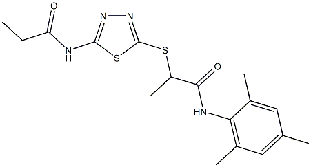 N-mesityl-2-{[5-(propionylamino)-1,3,4-thiadiazol-2-yl]sulfanyl}propanamide Struktur