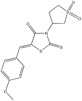 3-(1,1-dioxidotetrahydro-3-thienyl)-5-(4-methoxybenzylidene)-2-thioxo-1,3-thiazolidin-4-one Struktur