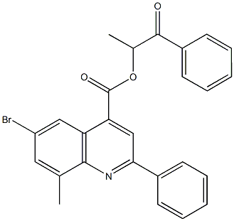 1-methyl-2-oxo-2-phenylethyl 6-bromo-8-methyl-2-phenyl-4-quinolinecarboxylate Struktur