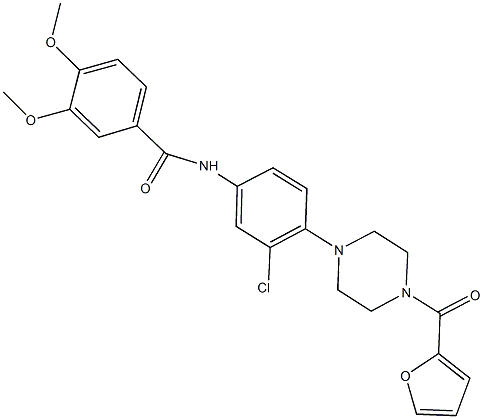 N-{3-chloro-4-[4-(2-furoyl)-1-piperazinyl]phenyl}-3,4-dimethoxybenzamide Struktur