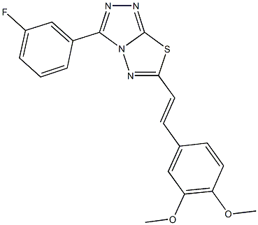 6-[2-(3,4-dimethoxyphenyl)vinyl]-3-(3-fluorophenyl)[1,2,4]triazolo[3,4-b][1,3,4]thiadiazole Struktur