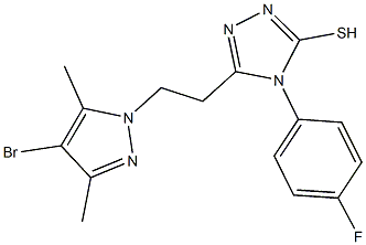 5-[2-(4-bromo-3,5-dimethyl-1H-pyrazol-1-yl)ethyl]-4-(4-fluorophenyl)-4H-1,2,4-triazole-3-thiol Struktur