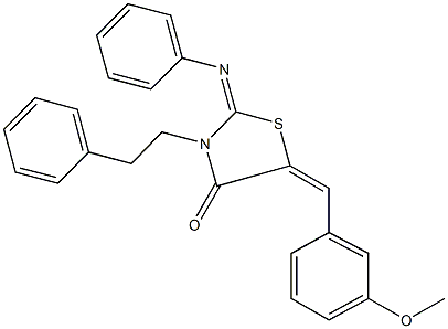 5-(3-methoxybenzylidene)-3-(2-phenylethyl)-2-(phenylimino)-1,3-thiazolidin-4-one Struktur