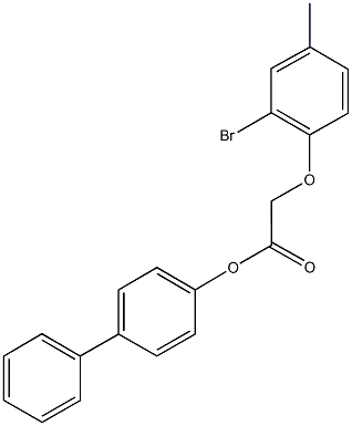 [1,1'-biphenyl]-4-yl (2-bromo-4-methylphenoxy)acetate Struktur