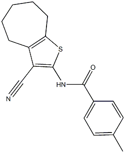 N-(3-cyano-5,6,7,8-tetrahydro-4H-cyclohepta[b]thien-2-yl)-4-methylbenzamide Struktur