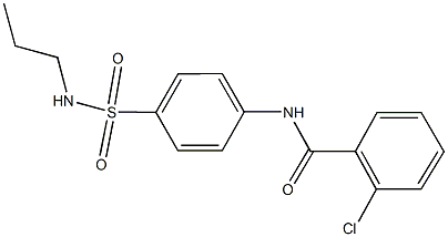 2-chloro-N-{4-[(propylamino)sulfonyl]phenyl}benzamide Struktur