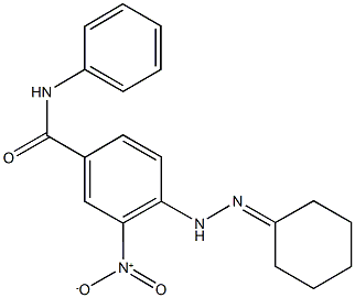 4-(2-cyclohexylidenehydrazino)-3-nitro-N-phenylbenzamide Struktur