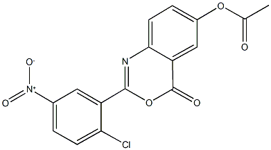 2-{2-chloro-5-nitrophenyl}-4-oxo-4H-3,1-benzoxazin-6-yl acetate Struktur