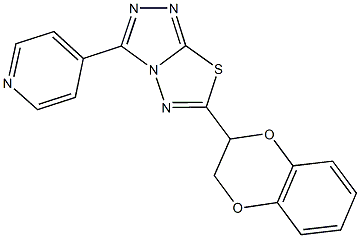 6-(2,3-dihydro-1,4-benzodioxin-2-yl)-3-(4-pyridinyl)[1,2,4]triazolo[3,4-b][1,3,4]thiadiazole Struktur