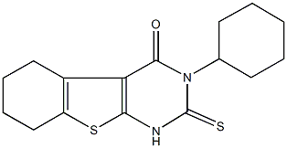 3-cyclohexyl-2-sulfanyl-5,6,7,8-tetrahydro[1]benzothieno[2,3-d]pyrimidin-4(3H)-one Struktur