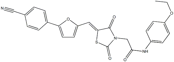 2-(5-{[5-(4-cyanophenyl)-2-furyl]methylene}-2,4-dioxo-1,3-thiazolidin-3-yl)-N-(4-ethoxyphenyl)acetamide Struktur