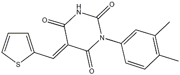 1-(3,4-dimethylphenyl)-5-(2-thienylmethylene)-2,4,6(1H,3H,5H)-pyrimidinetrione Struktur