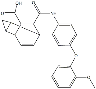 7-{[4-(2-methoxyphenoxy)anilino]carbonyl}tricyclo[3.2.2.0~2,4~]non-8-ene-6-carboxylic acid Struktur