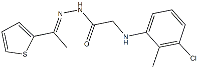 2-(3-chloro-2-methylanilino)-N'-[1-(2-thienyl)ethylidene]acetohydrazide Struktur