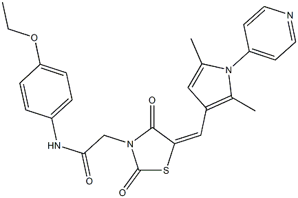 2-(5-{[2,5-dimethyl-1-(4-pyridinyl)-1H-pyrrol-3-yl]methylene}-2,4-dioxo-1,3-thiazolidin-3-yl)-N-(4-ethoxyphenyl)acetamide Struktur