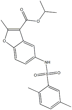 isopropyl 5-{[(2,5-dimethylphenyl)sulfonyl]amino}-2-methyl-1-benzofuran-3-carboxylate Struktur