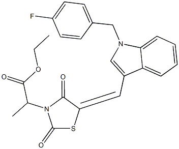 ethyl 2-(5-{[1-(4-fluorobenzyl)-1H-indol-3-yl]methylene}-2,4-dioxo-1,3-thiazolidin-3-yl)propanoate Struktur