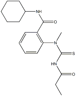 N-cyclohexyl-2-{methyl[(propionylamino)carbothioyl]amino}benzamide Struktur