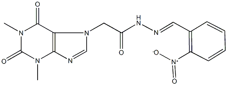 2-(1,3-dimethyl-2,6-dioxo-1,2,3,6-tetrahydro-7H-purin-7-yl)-N'-{2-nitrobenzylidene}acetohydrazide Struktur