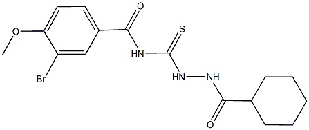 3-bromo-N-{[2-(cyclohexylcarbonyl)hydrazino]carbothioyl}-4-methoxybenzamide Struktur