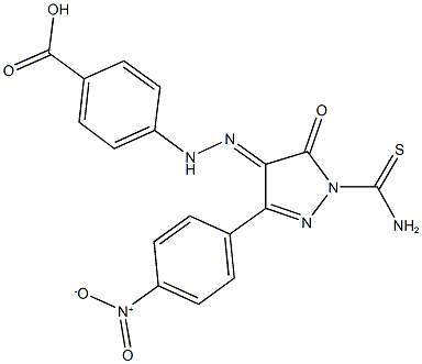 4-[2-(1-(aminocarbothioyl)-3-{4-nitrophenyl}-5-oxo-1,5-dihydro-4H-pyrazol-4-ylidene)hydrazino]benzoic acid Struktur