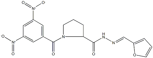 1-{3,5-bisnitrobenzoyl}-N'-(2-furylmethylene)-2-pyrrolidinecarbohydrazide Struktur