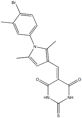 5-{[1-(4-bromo-3-methylphenyl)-2,5-dimethyl-1H-pyrrol-3-yl]methylene}-2-thioxodihydro-4,6(1H,5H)-pyrimidinedione Struktur