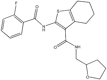 2-[(2-fluorobenzoyl)amino]-N-(tetrahydrofuran-2-ylmethyl)-4,5,6,7-tetrahydro-1-benzothiophene-3-carboxamide Struktur