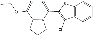 ethyl 1-[(3-chloro-1-benzothien-2-yl)carbonyl]-2-pyrrolidinecarboxylate Struktur