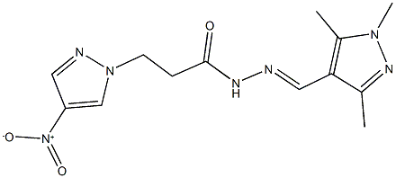 3-{4-nitro-1H-pyrazol-1-yl}-N'-[(1,3,5-trimethyl-1H-pyrazol-4-yl)methylene]propanohydrazide Struktur