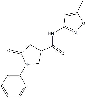 N-(5-methyl-3-isoxazolyl)-5-oxo-1-phenyl-3-pyrrolidinecarboxamide Struktur