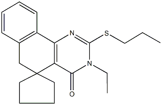 3-ethyl-2-(propylsulfanyl)-5,6-dihydrospiro(benzo[h]quinazoline-5,1'-cyclopentane)-4(3H)-one Struktur