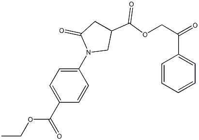 2-oxo-2-phenylethyl 1-[4-(ethoxycarbonyl)phenyl]-5-oxo-3-pyrrolidinecarboxylate Struktur