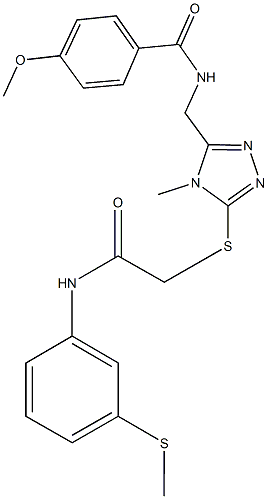 4-methoxy-N-{[4-methyl-5-({2-[3-(methylsulfanyl)anilino]-2-oxoethyl}sulfanyl)-4H-1,2,4-triazol-3-yl]methyl}benzamide Struktur