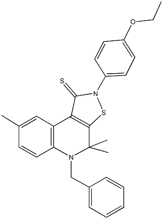 5-benzyl-2-(4-ethoxyphenyl)-4,4,8-trimethyl-4,5-dihydroisothiazolo[5,4-c]quinoline-1(2H)-thione Struktur