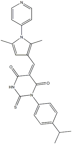 5-{[2,5-dimethyl-1-(4-pyridinyl)-1H-pyrrol-3-yl]methylene}-1-(4-isopropylphenyl)-2-thioxodihydro-4,6(1H,5H)-pyrimidinedione Struktur