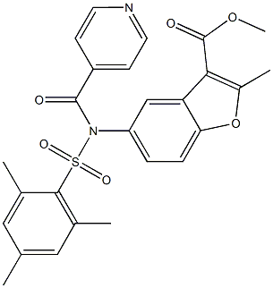 methyl 5-[isonicotinoyl(mesitylsulfonyl)amino]-2-methyl-1-benzofuran-3-carboxylate Struktur