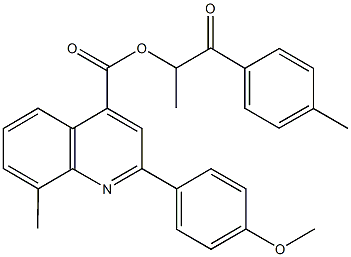 1-methyl-2-(4-methylphenyl)-2-oxoethyl 2-(4-methoxyphenyl)-8-methyl-4-quinolinecarboxylate Struktur