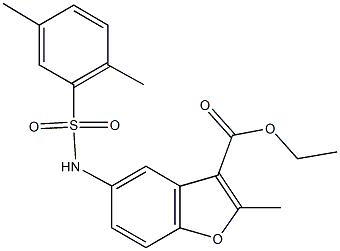 ethyl 5-{[(2,5-dimethylphenyl)sulfonyl]amino}-2-methyl-1-benzofuran-3-carboxylate Struktur