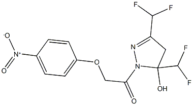 3,5-bis(difluoromethyl)-1-({4-nitrophenoxy}acetyl)-4,5-dihydro-1H-pyrazol-5-ol Struktur