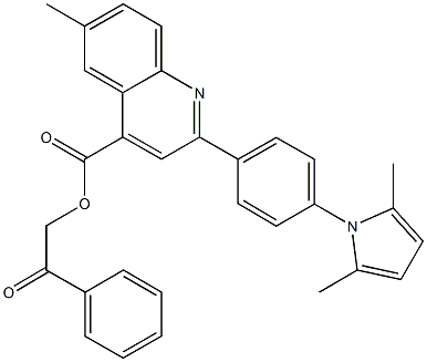 2-oxo-2-phenylethyl 2-[4-(2,5-dimethyl-1H-pyrrol-1-yl)phenyl]-6-methyl-4-quinolinecarboxylate Struktur