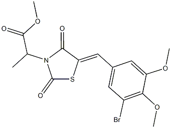 methyl 2-[5-(3-bromo-4,5-dimethoxybenzylidene)-2,4-dioxo-1,3-thiazolidin-3-yl]propanoate Struktur