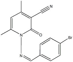 1-[(4-bromobenzylidene)amino]-4,6-dimethyl-2-oxo-1,2-dihydropyridine-3-carbonitrile Struktur