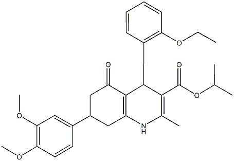 isopropyl 7-(3,4-dimethoxyphenyl)-4-(2-ethoxyphenyl)-2-methyl-5-oxo-1,4,5,6,7,8-hexahydro-3-quinolinecarboxylate Struktur