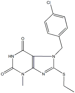 7-(4-chlorobenzyl)-8-(ethylsulfanyl)-3-methyl-3,7-dihydro-1H-purine-2,6-dione Struktur